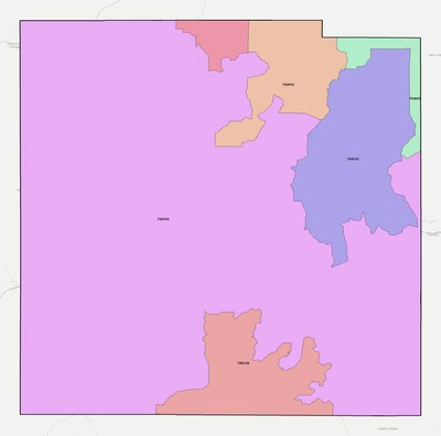 Mason County TX ZIP code boundaries map