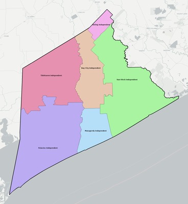 Matagorda County TX school district boundaries map