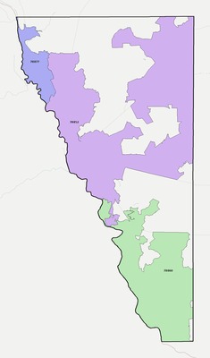 Maverick County TX ZIP code boundaries map