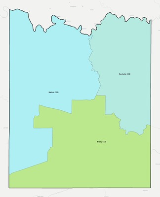 McCulloch County TX townships and subdivisions map