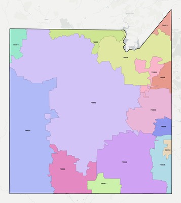 Medina County TX ZIP code boundaries map