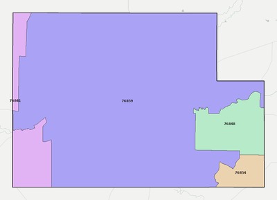 Menard County TX ZIP code boundaries map