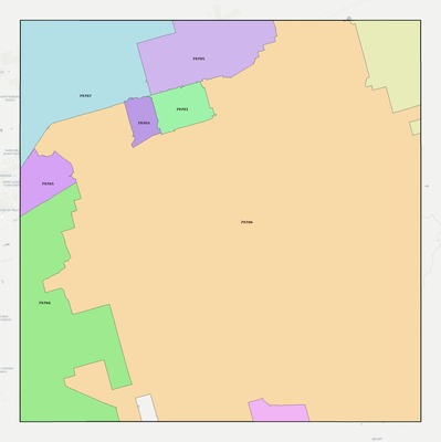 Midland County TX ZIP code boundaries map