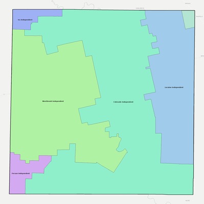Mitchell County TX school district boundaries map