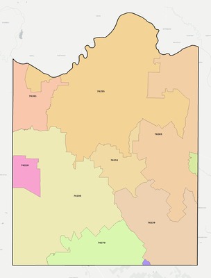 Montague County TX ZIP code boundaries map
