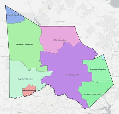 Montgomery County TX school district boundaries map