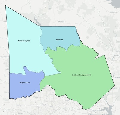 Montgomery County TX townships and subdivisions map