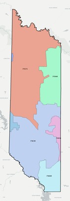 Morris County TX ZIP code boundaries map