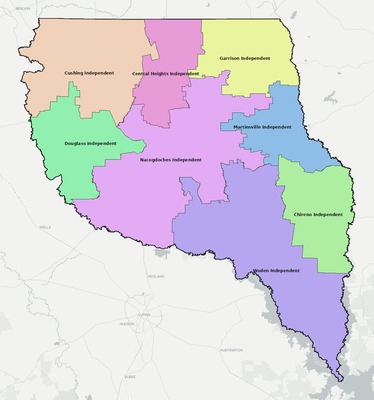 Nacogdoches County TX school district boundaries map