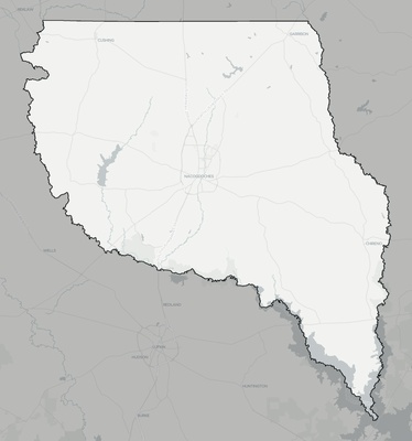 Nacogdoches County TX county basemap context