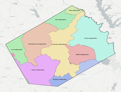 Navarro County TX school district boundaries map
