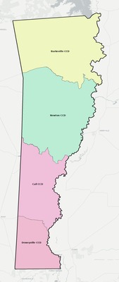 Newton County TX townships and subdivisions map