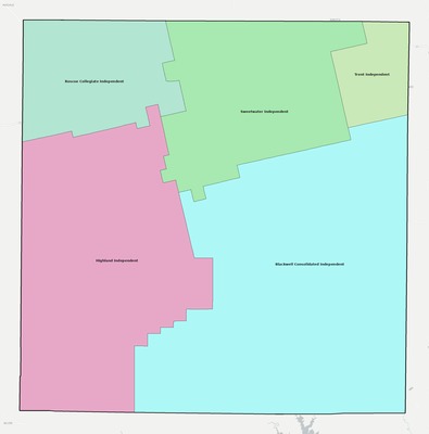Nolan County TX school district boundaries map