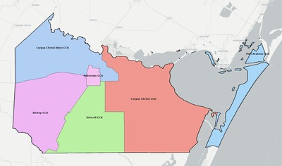 Nueces County TX townships and subdivisions map
