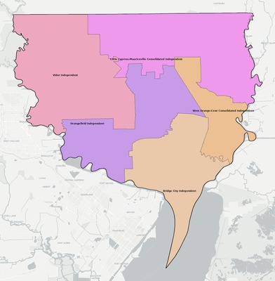 Orange County TX school district boundaries map