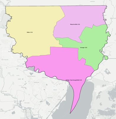 Orange County TX townships and subdivisions map