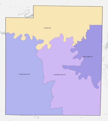 Palo Pinto County TX townships and subdivisions map