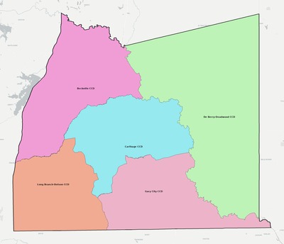 Panola County TX townships and subdivisions map