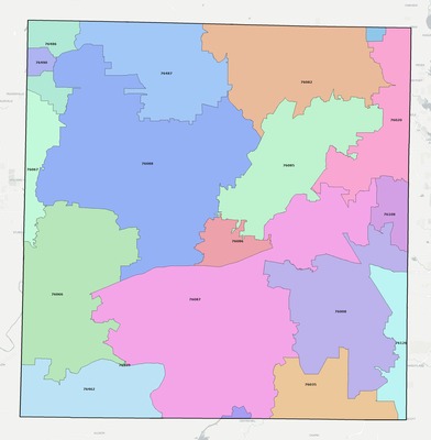 Parker County TX ZIP code boundaries map