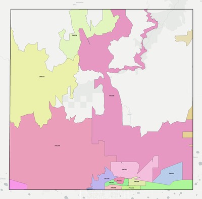 Potter County TX ZIP code boundaries map