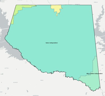Rains County TX school district boundaries map