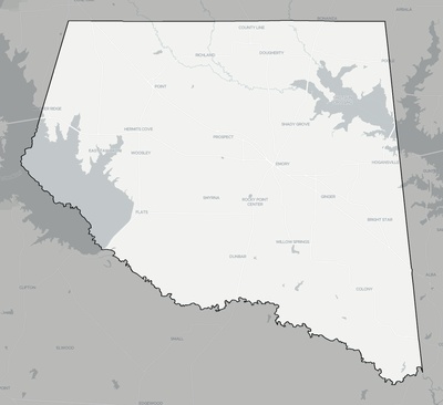 Rains County TX county basemap context