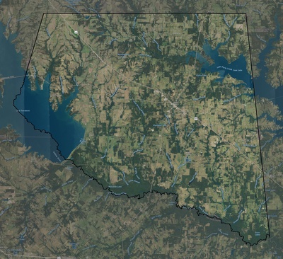 Rains County TX USGS imagery and topo map