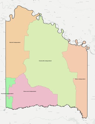 Red River County TX school district boundaries map
