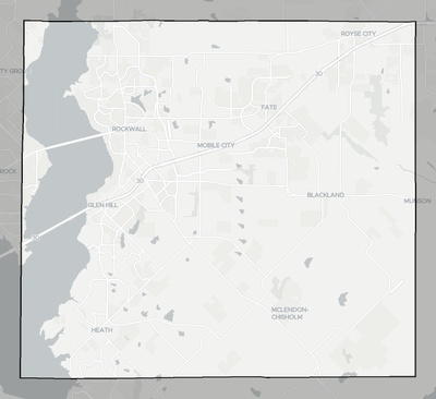 Rockwall County TX county basemap context