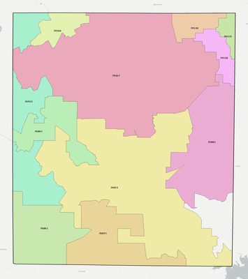 Runnels County TX ZIP code boundaries map