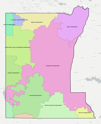 Rusk County TX school district boundaries map