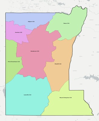 Rusk County TX townships and subdivisions map