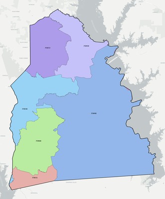 Sabine County TX ZIP code boundaries map