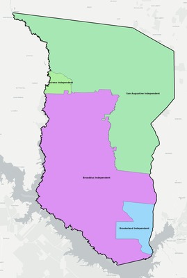 San Augustine County TX school district boundaries map