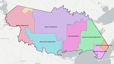 San Patricio County TX school district boundaries map