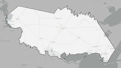 San Patricio County TX county basemap context