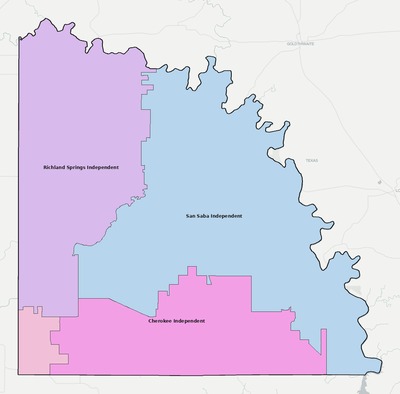 San Saba County TX school district boundaries map