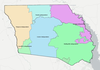 Shelby County TX school district boundaries map