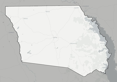 Shelby County TX county basemap context