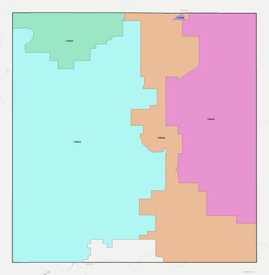 Sherman County TX ZIP code boundaries map