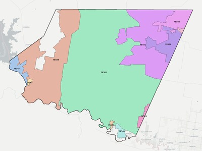Starr County TX ZIP code boundaries map