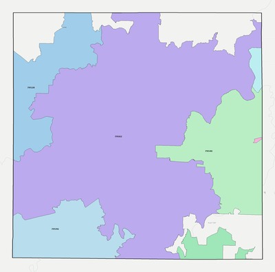Stonewall County TX ZIP code boundaries map