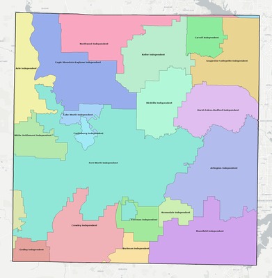 Tarrant County TX school district boundaries map
