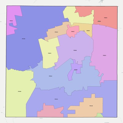 Taylor County TX ZIP code boundaries map