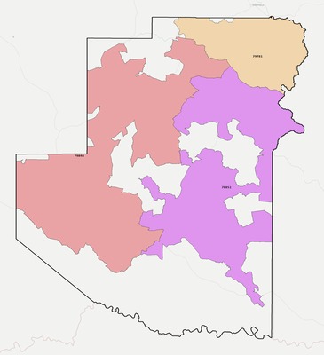 Terrell County TX ZIP code boundaries map