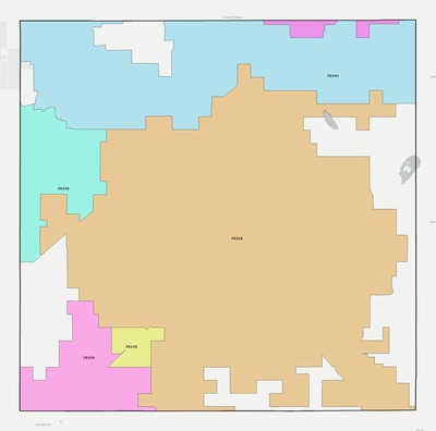 Terry County TX ZIP code boundaries map