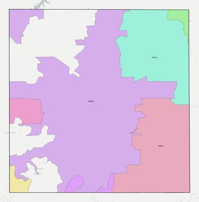 Throckmorton County TX ZIP code boundaries map