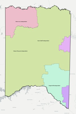 Titus County TX school district boundaries map