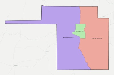 Tom Green County TX townships and subdivisions map