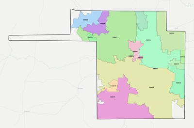 Tom Green County TX ZIP code boundaries map